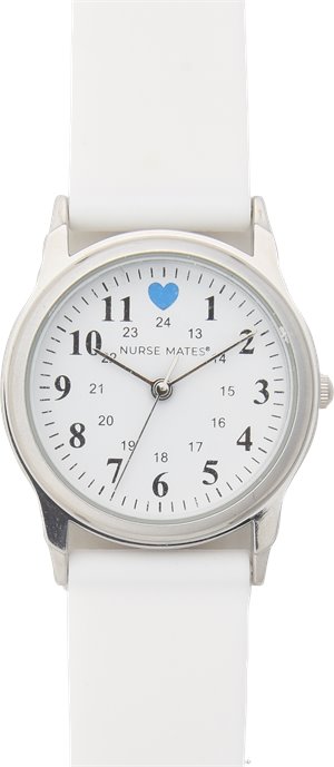 White Nurse Mates Blue Heart Silicone Watch