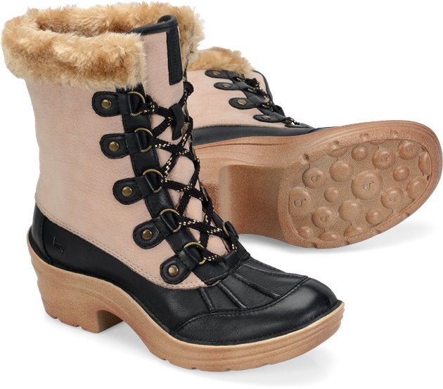 Details about  / Bionica Cream Black Leather Rosemount Waterproof Lace up Snow Winter Boot NEW