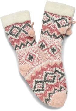Fairisle Slipper Sock in color Pink Multi