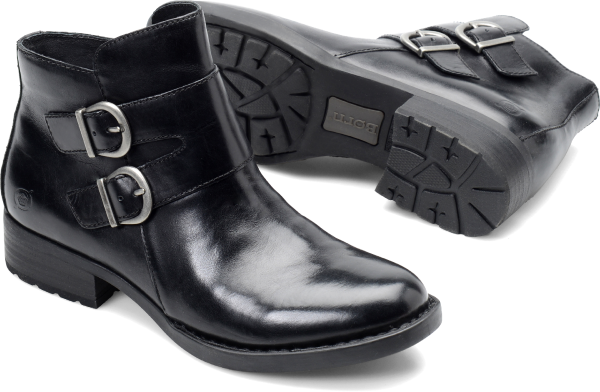 Born Shoes - With two sleek buckles, this refined boot is crafted in both lustrous and distressed leathers. Fashionably and comfortably step out into the fresh, crisp air, with chimney smoke wafting from the distance and apple cider on the brain. - #bornshoes #blackshoes