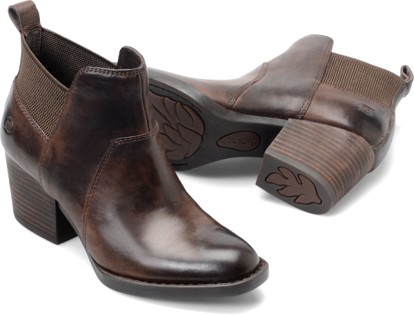 Born Shoes - A fashionable slip-on style with a smart design.   Distressed suede or full-grain leather  Leather lining  Rubber outsole with ABS heel  Tucker board with steel shank  Opanka hand-crafted construction  Heel Height: 2  inches - #bornshoes #brownshoes