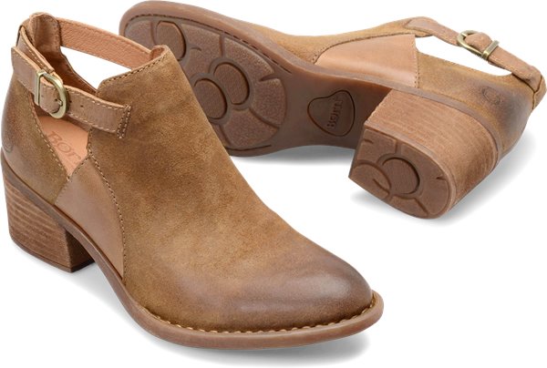 Born Shoes - A contemporary Western style enhanced with a sleek geometric cutout.   Combination  Leather lining  Rubber outsole  Tucker board with steel shank  Opanka hand-crafted construction  Heel Height: 2 inches - #bornshoes #brownshoes