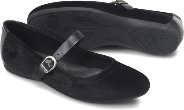 A delicate Mary-Jane flat crafted from buttery soft velvet with a padded insole. We love the way this flat looks with tights and transitional dress.    Velvet and full-grain leather combination upper  Microfiber lining  Leather-covered cushioned insole  Rubber outsole  Opanka handcrafted construction  Heel Height: 1/2 inch