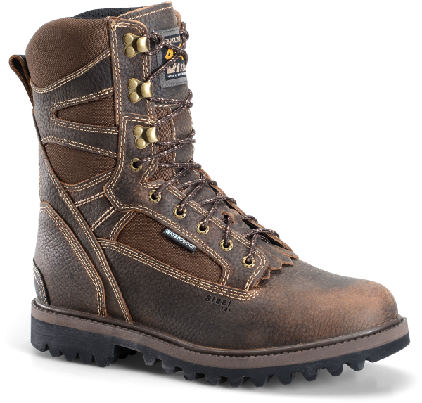 Men''s 10 Inch Waterproof Safety Toe Work Boot   Leonardo WP Moca Leather  Steel Safety Toe Cap  Waterproof SCUBALINER  Mesh Lining  Removable Ortholite Deluxe Comfort Footbed  Electrical Hazard Rated  Non-Metallic Shank  Direct Attach Construction  Heavy Duty Bob Rubber Outsole  Limited Availability