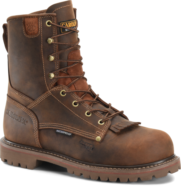 Men''s 8" Waterproof Composite Toe Work Boot   Kharthoum Cigar Leather Upper  Composite Safety Toe Cap  Waterproof SCUBALINER  Mesh Lining  Removable AG7 Polyurethane Footbed  Removable Kiltie  Electrical Hazard Rated  Triple-Rib Steel Shank  Welt Construction  Rubber Lug Outsole  Soft Toe Version: CA8028