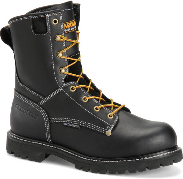 Men''s 8" Waterproof Composite Toe Work Boot   Black Full Grain Leather Upper  Composite Safety Toe Cap  Waterproof SCUBALINER  Mesh Lining  Removable AG7 Polyurethane Footbed  Removable Kiltie  Electrical Hazard Rated  Triple-Rib Steel Shank  Welt Construction  Rubber Lug Outsole