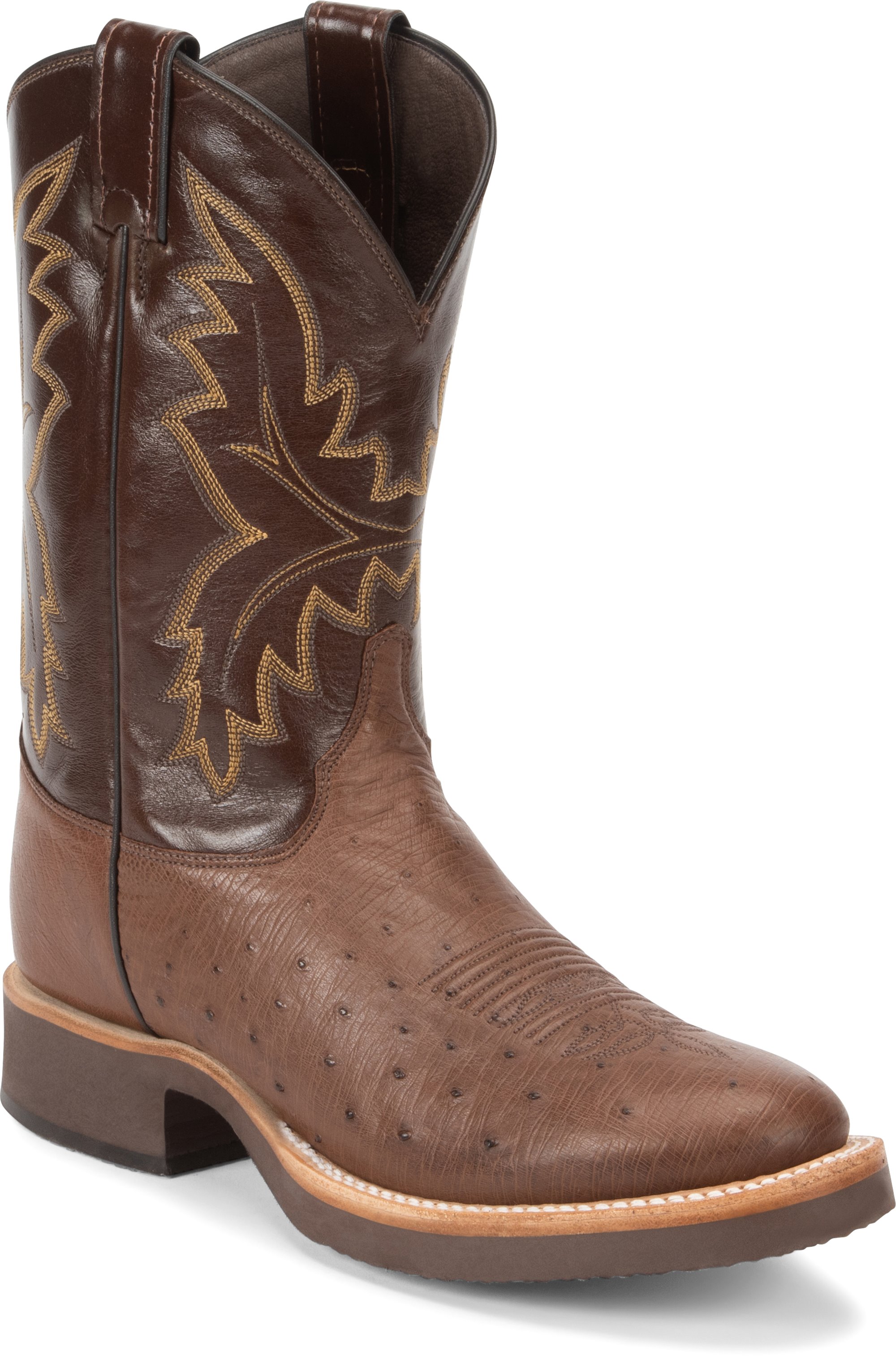 justin smooth ostrich roper boots