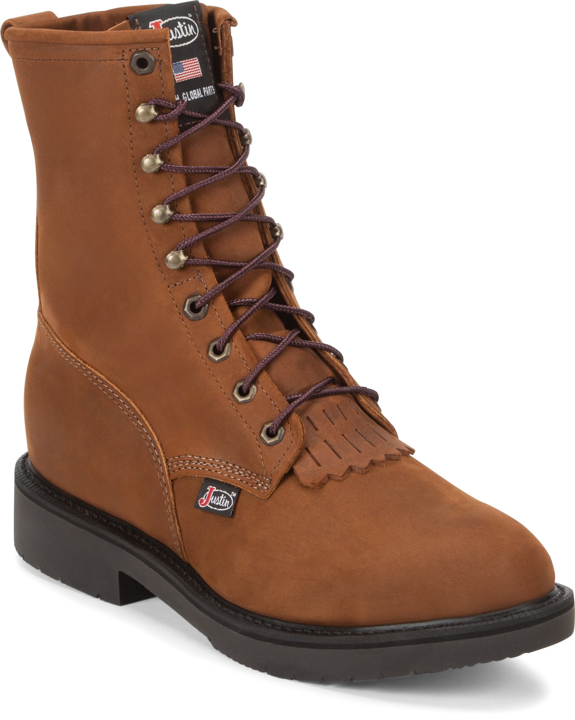 brown leather work boots