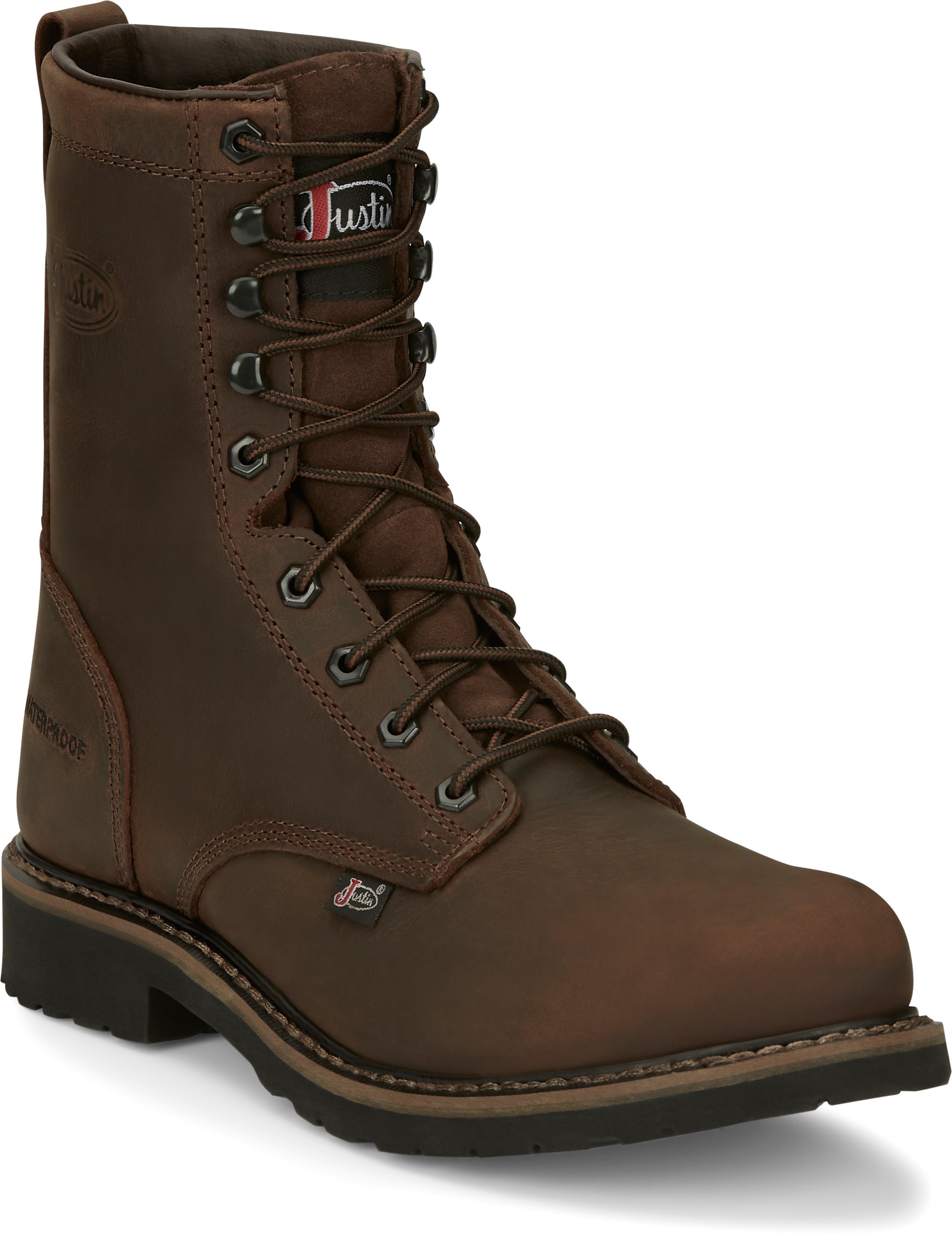 black justin lace up work boots