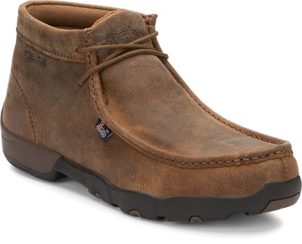 Justin Original Work Boots Cappie Dark Brown Steel Toe in Dark Brown ...