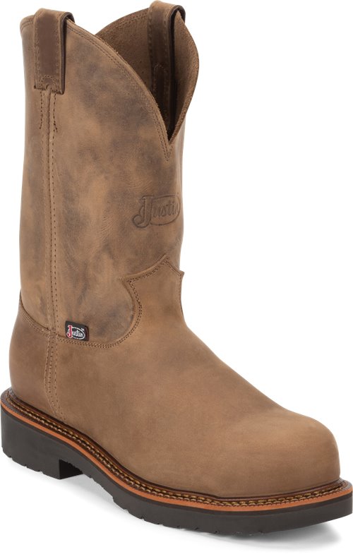 Justin Original Work Boots Blueprint Pullon CompToe in Tan Crazyhorse ...