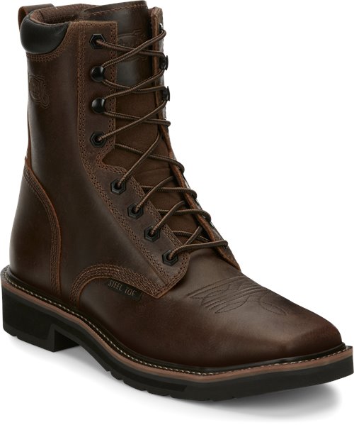 Justin Original Work Boots Pulley Steel Toe in Brown - Justin Original ...