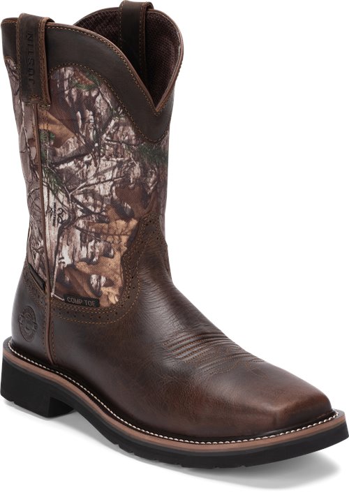 Justin Original Work Boots Trekker WP Square Toe Comp Toe in Camo ...