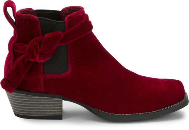 womens red velvet boots