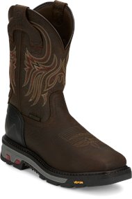justin square toe work boots lace up