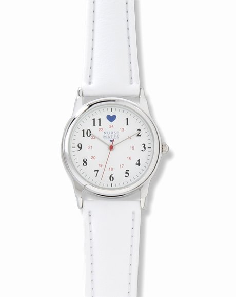 Chrome Watch shown in White Strap 