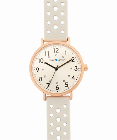Perforated Gray Caper Watch accessories shown in Rose Gold