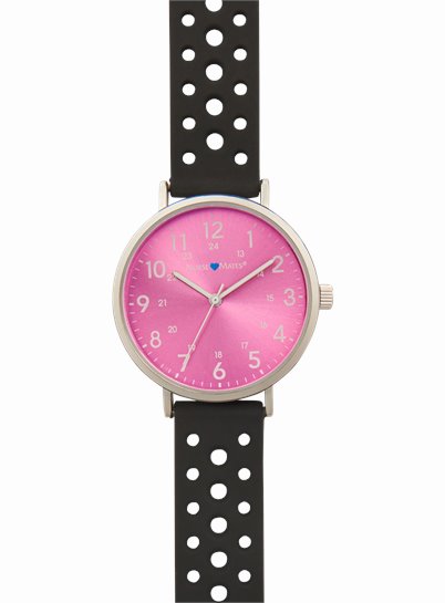Perforated Hot Pink Caper Watch accessories shown in Pink