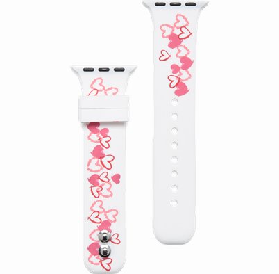 Apple Watch Printed Straps accessories shown in Pink Hearts