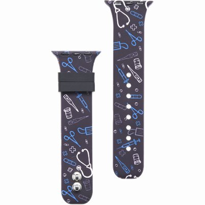 Apple Watch Printed Straps accessories shown in Black Medical Symbols