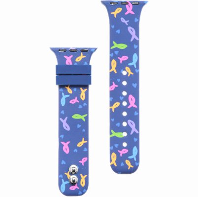 Apple Watch Printed Straps accessories shown in Navy Multi Ribbons