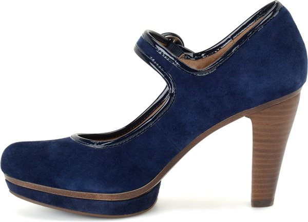 navy blue suede court shoes