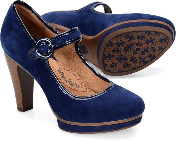 navy blue suede court shoes
