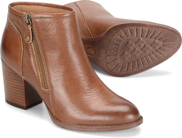 Sofft Shoes - A modern block heel and a zipper detail give this ankle boot a cool, downtown look. The rounded toe and soft leathers make it very comfortable. - #sofftshoes #tanshoes
