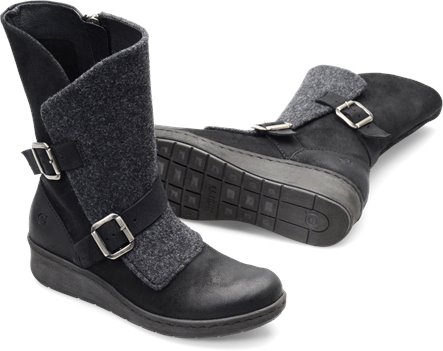 born womens black leather boots
