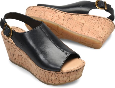 Born Orbit in Black Cork Wrap - Born Womens Sandals on Shoeline.com