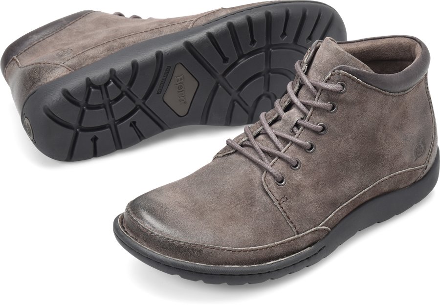 Born Nigel Boot in Grey Combo Suede - Born Mens Boots on Shoeline.com