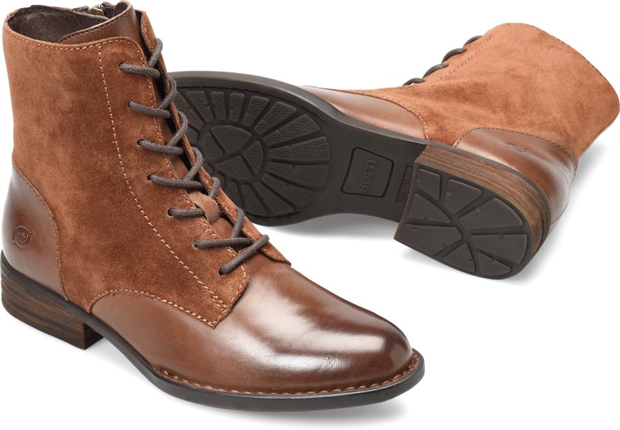 Born Shoes - Born Clements Women's Shoes in Brown/Rust Combo color. - #bornshoes #brownshoes