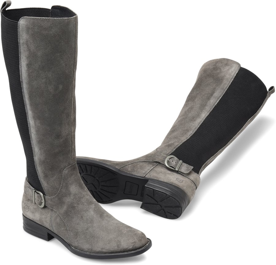 Born Shoes - Born Campbell Women's Shoes in Dark Gray Suede color. - #bornshoes #grayshoes