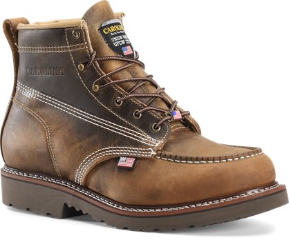 Dark Brown Carolina Domestic 6 Inch Moc Toe Work Boots