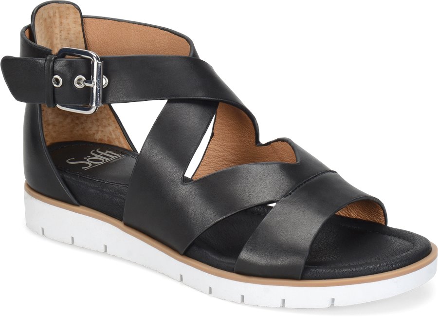 Sofft Mirabelle in Black Leather - Sofft Womens Sandals on Shoeline.com