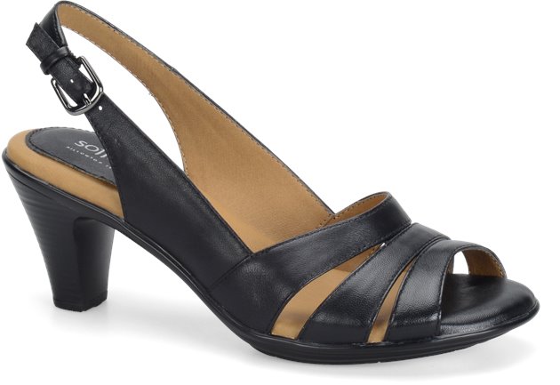 Softspots Womens Tela Leather Peep-Toe Flats Slingback Sandals Shoes BHFO 3739